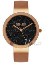 So & Co New York SoHo Czarny/Stal w kolorze różowego złota Ø38 m So & Co New York SoHo Czarny/Stal w kolorze różowego złota Ø38 m