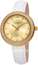 Akribos XXIV Diamond Żółte złoto/Skóra Ø35 mm AK1067YG
