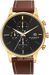 Akribos XXIV Multi-Function Czarny/Skóra Ø41 mm AK1105YGBR-S