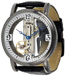 Akribos XXIV Szkieletowa tarczy/Skóra Ø42 mm AK478BK