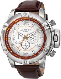 Akribos XXIV Conqueror Srebrny/Skóra Ø50 mm AK605BR