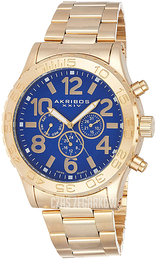 Akribos XXIV Niebieski/Stal w odcieniu złota Ø50 mm AK763YG