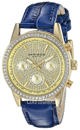 Akribos XXIV Crystal Żółte złoto/Skóra Ø36 mm AK871BU