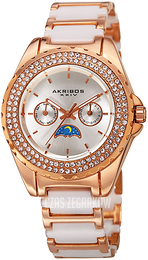 Akribos XXIV Srebrny/Czeramiczna Ø39 mm AK961RGWT