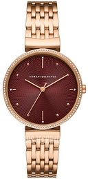 Armani Exchange Zoe Czerwony/Stal w kolorze różowego złota Ø36 mm AX5912