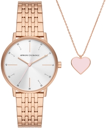 Armani Exchange Lola Srebrny/Stal w kolorze różowego złota Ø36 mm AX7145SET