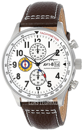 AVI-8 Hawker Hurricane Biały/Skóra Ø42 mm AV-4011-01