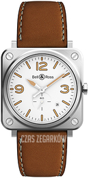 Bell & Ross Br S Quartz Biały/Skóra BR-S-STEEL-HERITAGE-W-CALFSKIN-B