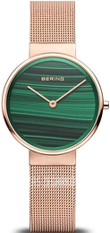 Bering Classic Zielony/Stal w kolorze różowego złota Ø31 mm 14531-368