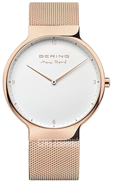 Bering Max Rene Biały/Stal w kolorze różowego złota Ø40 mm 15540-364