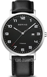 Bering Titanium Czarny/Skóra Ø40 mm 18640-402