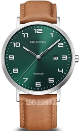 Bering Titanium Zielony/Skóra Ø40 mm 18640-568