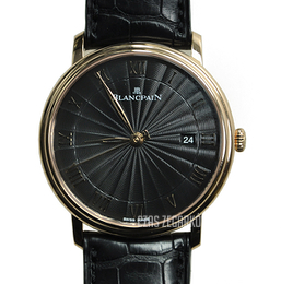 Blancpain Villeret Ultraflach Czarny/Skóra Ø40 mm 6651-3630-55B