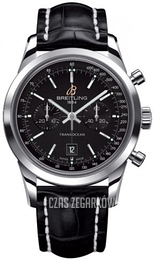 Breitling Transocean Chronograph Czarny/Skóra Ø38 mm A4131012-BC06-728P-A18BA.1