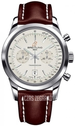 Breitling Transocean Chronograph Srebrny/Skóra Ø38 mm A4131012-G757-431X-A18BA.1