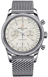 Breitling Transocean Chronograph Biały/Stal Ø38 mm A4131053-G757-149A