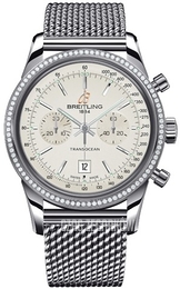 Breitling Transocean Chronograph Biały/Stal Ø38 mm A4131053-G757-171A
