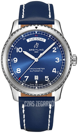 Breitling Aviator 8 Automatic Day Date 41 Niebieski/Skóra Ø41 mm A45330101C1X5