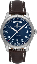 Breitling Aviator 8 Automatic Day Date 41 Niebieski/Skóra Ø41 mm A45330101C1X6