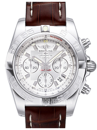 Breitling Chronomat 44 Srebrny/Skóra Ø43.5 mm AB011012-G684-739P-A20BA.1