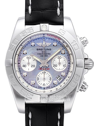 Breitling Chronomat 41 Biały/Skóra Ø41 mm AB014012-G712-728P-A18BA.1