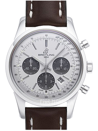 Breitling Transocean Chronograph Srebrny/Skóra Ø43 mm AB015212-G724-437X-A20BA.1