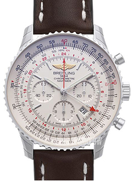 Breitling Navitimer GMT Srebrny/Skóra Ø48 mm AB044121-G783-443X-A20BA.1