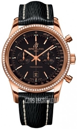 Breitling Transocean Chronograph Czarny/Skóra Ø38 mm R4131053-BC07-218X-R18BA.1