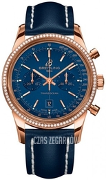 Breitling Transocean Chronograph Niebieski/Skóra Ø38 mm R4131053-C863-113X-R18BA.1