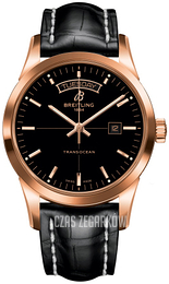 Breitling Transocean Day & Date Czarny/Skóra Ø43 mm R45310121B1P1