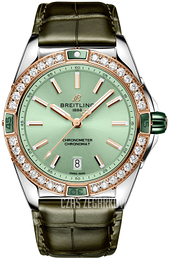 Breitling Super Chronomat Automatic 38 Zielony/Skóra Ø38 mm U17356531L1P1