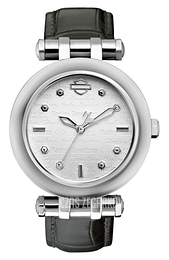 Bulova Harley-Davidson Srebrny/Skóra 76L168