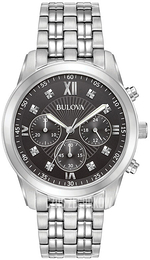 Bulova Diamond Czarny/Stal Ø40 mm 96D136
