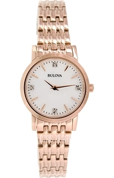 Bulova Diamond Biały/Stal w kolorze różowego złota Ø27 mm 97P106