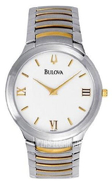 Bulova Dress Biały/Stal w odcieniu złota Ø36 mm 98A59