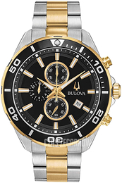 Bulova Bracelet Czarny/Stal w odcieniu złota Ø44 mm 98B342