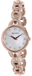 Bulova Crystal Biały/Stal w kolorze różowego złota Ø28 mm 98L207