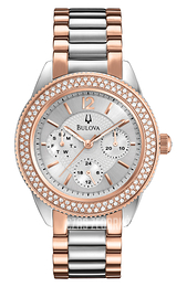 Bulova Crystal Srebrny/Stal w kolorze różowego złota Ø38 mm 98N100