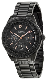Bulova Crystal Czarny/Stal Ø38 mm 98N105
