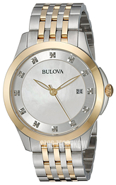 Bulova Diamond Biały/Stal w odcieniu złota Ø36 mm 98P161