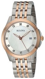 Bulova Diamond Biały/Stal w kolorze różowego złota Ø36 mm 98P162