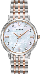 Bulova Biały/Stal w kolorze różowego złota Ø34 mm 98P178