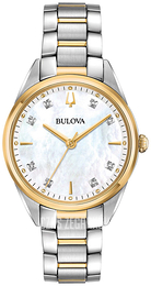 Bulova Diamond Biały/Stal w odcieniu złota Ø31 mm 98P184