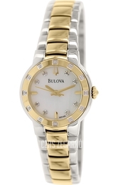 Bulova Diamond Biały/Stal w odcieniu złota Ø28 mm 98R168