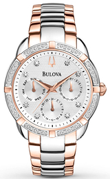 Bulova Diamond Biały/Stal w kolorze różowego złota Ø36 mm 98R177
