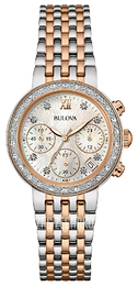 Bulova Diamond Biały/Stal w kolorze różowego złota Ø30 mm 98R215