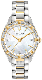 Bulova Diamond Biały/Stal w odcieniu złota Ø32 mm 98R263