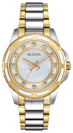 Bulova Diamond Biały/Stal w odcieniu złota Ø32 mm 98S140