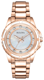 Bulova Diamond Biały/Stal w kolorze różowego złota Ø32 mm 98S141