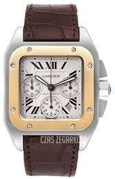 Cartier Santos Santos 100 Srebrny/Skóra 38x38 mm W20091X7